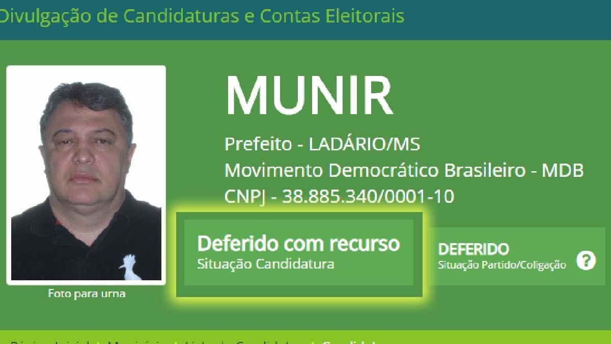 Recurso do MPE quer barrar candidatura a prefeito em Ladário