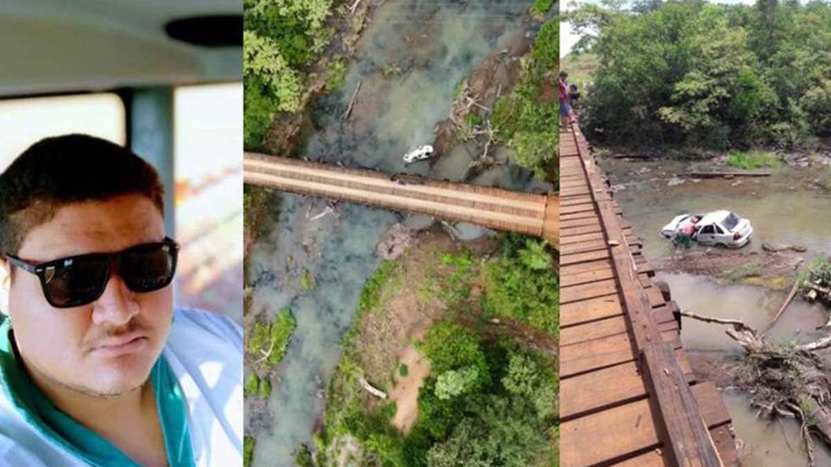 Motorista morre afogado após cair com carro de ponte em MS