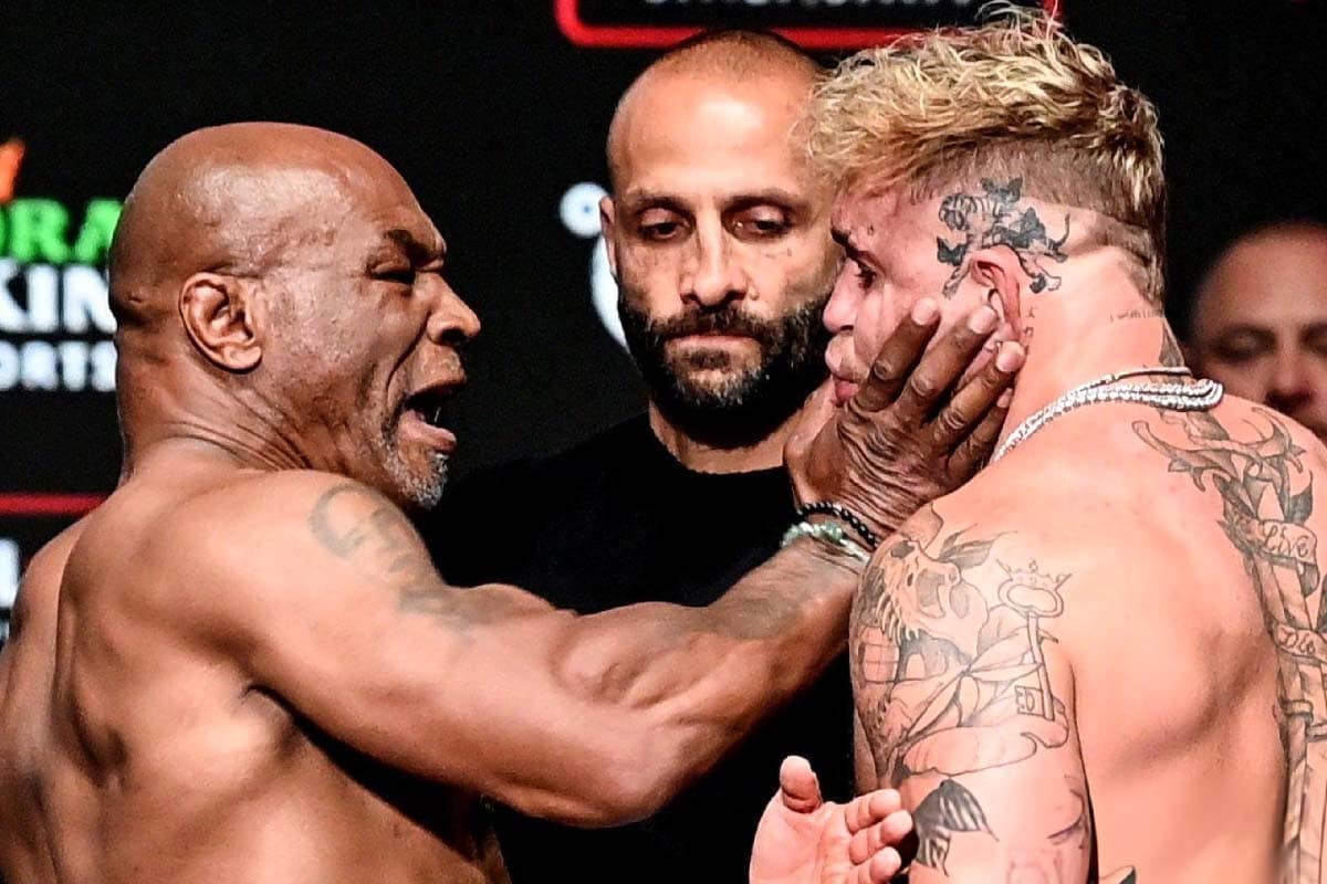 Tapa no rosto e ameaças marcam pesagem entre Jake Paul e Mike Tyson