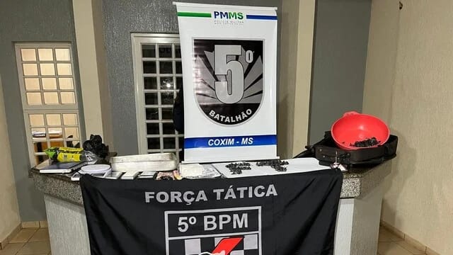 tráfico de drogas, polícia militar, Coxim, Operação policial, drogas apreendidas, prisões em flagrante, cocaína, 5º Batalhão PM