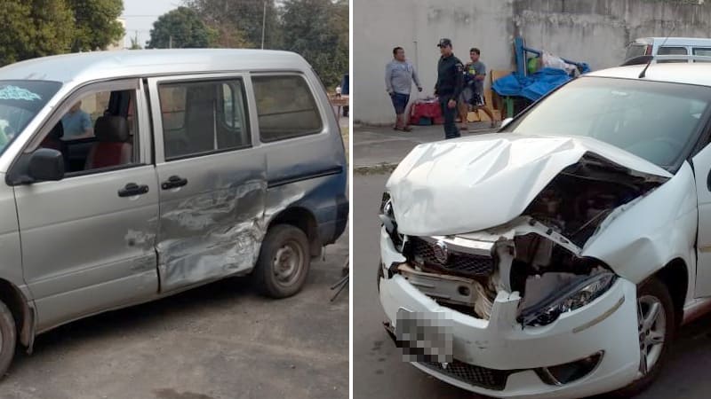 Mulher fica ferida em colisão entre dois automóveis no Aeroporto