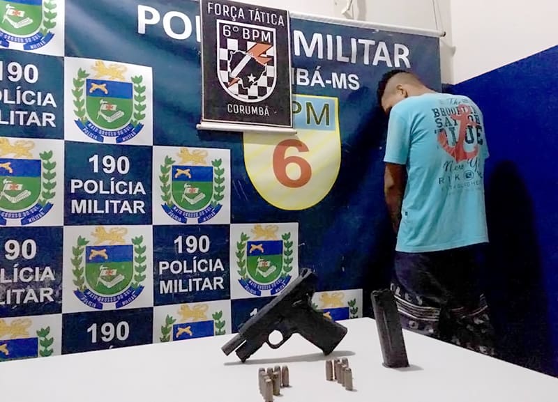 Força Tática prende homem e apreende arma de fogo na região central de Corumbá