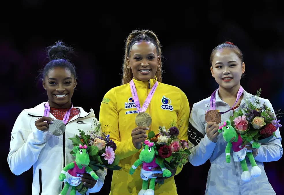 Rebeca Andrade supera Simone Biles e conquista o ouro no salto no Mundial de Ginástica