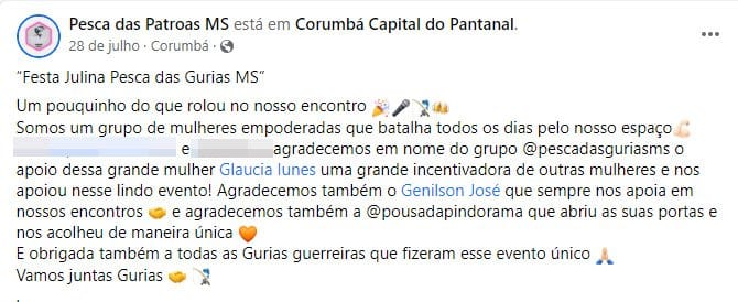 De churrasquinho a pescaria, pré-candidata abre a carteira e patrocina quase tudo em Corumbá 2 pescaria