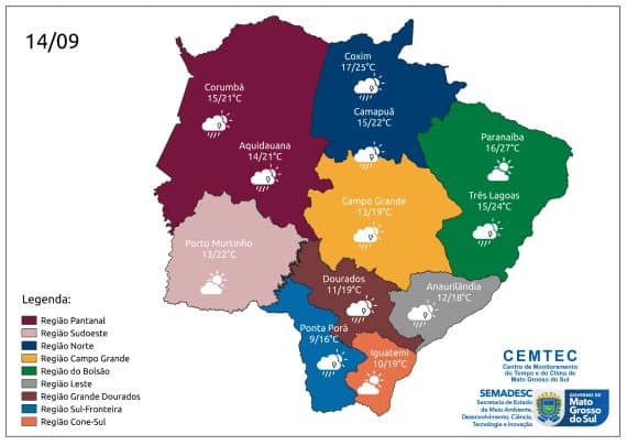 Previsão de frio e chuvas para essa quinta-feira em MS 2 tempo 1409